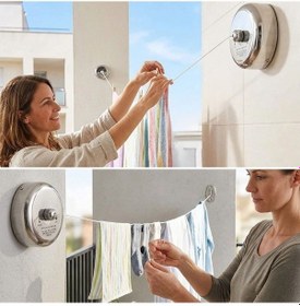 Resim Buffer Paslanmaz Çelik Geri Çekilebilir Çamaşır İpi Duvar Tipi Duvara Monte Banyo,balkon,bahçe Çamaşır Kurutma Askısı Sarı 