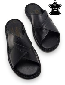 Resim MAGIC SHOES Tamamen Hakiki Deri Ve Topuk Yastıklı Sistemli Ortopedik Erkek Terlik 