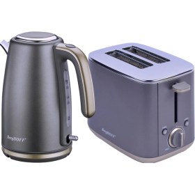 Resim 1.7l Gri Isıtıcı ve Ekmek Kızartma Makinesi, 980W, 2 Dilim, Şık ve Kullanışlı Set 