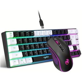Resim Dream011 Hxsj 68 Tuşlu Renkli Aydınlatmalı Usb Kablolu Oyuncu Klavye Ve Mouse Seti Beyaz Siyah Diğer 