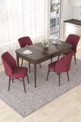 Resim Canisa Nef Serisi 70x114 Açılabilir Mdf Barok Ahşap Desen Masa Takımı Ve 4 Bordo Sandalye 
