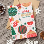 Resim Yeni Yıl Süsleri Temalı Mesajlı Kartpostal 