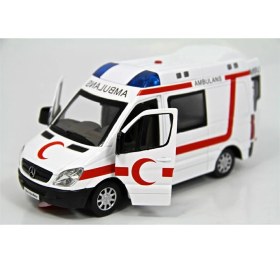 Resim Vardem 1:32 Işıklı Sesli Metal Ambulans (Çek-Bırak Özellikli) 