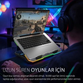 Resim Inca INC-618GMS 6 Fanlı Rgb Laptop Soğutucu Stand 9-17” | 2400 Rpm 10 LED Mod 5 Kademe Yükseklik Ayarlı 