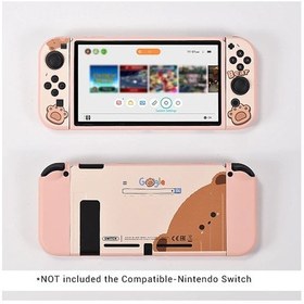 Resim Veri Kurbağa Yumuşak Tpu Karikatür Koruma Kapağı Nintendo Anahtarı Konsol İçin Pink Bear 