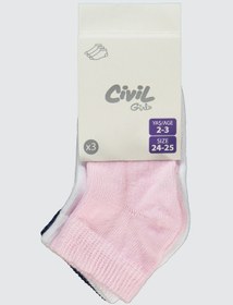 Resim Civil Girls Kız Çocuk 3'lü Patik Çorap 2-12 Yaş Standart 