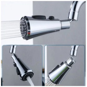 Resim shopwave 360 DERECE DÖNEBİLEN- 3 MOD KROM YAĞMUR PÜSKÜRTME BORULU KUBAR MUSLUK UCU (5047) 