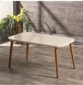 Resim Zigon Sehpa Ve Orta Sehpa Set Ahşap Kr Torna Krem 