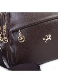 Resim Nas Bag Kadın Çok Gözlü El Omuz Ve Çapraz Çantası 25x20 Cm Kahve Victoria 