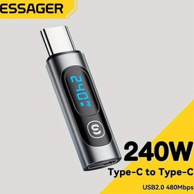 Resim Essager 240W USB C Adaptörü Tip C'den USB C 3.0 2.0 OTG Bağlayıcı Dijital Ekran Veri Adaptörü 100W MacBook Pro Air ve SamSung için 