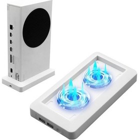 Resim Xbox Series S İçin 2 Usb Bağlantı Noktalı Ana Bilgisayar Soğutma Fanı Tabanı 
