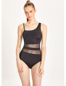 Resim Too Salty Swimwear Kadın Siyah Tek Omuz Tüllü Toparlayıcı Mayo 24s126st Renkli Çok Renkli 