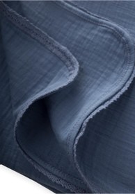 Resim Cigit Dantel İşlemeli Tekkat Müslin Battaniye 100X100 cm +/- 3 cm İndigo Mavi 