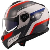 Resim Ls2 Strobe 2 Monza Çene Açılır Kask Siyah - Beyaz - Kırmızı 