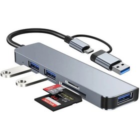 Resim HEPU HP-B06 5in1 USB Type-C Girişli HUB Çoklayıcı Kart Okuyucu 