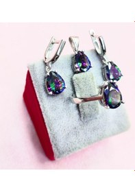 Resim Oriental Kuyumculuk Jewellery Mistik Topaz Taşlı Damla Model Gümüş Set Takım Gümüş 