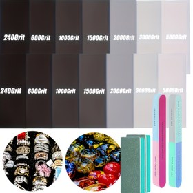 Resim 18/9 adet Epoksi Reçine Parlatma ve Zımparalama Kiti, Reçine Dosya Seti, Reçine Döküm Parlatma Aracı İçeren Zımpara, Parlatma Şeritleri ve Parlatma Blokları, Epoksi Reçine Enjeksiyonu, Takı Yapımı ve Kalıp Bitirme için Mükemmel, Takı Yapımı Malzemeleri, Epoksi Reçine Kalıpları 