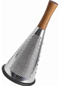 Resim Bambu Saplı Konik Rende 3 Fonksiyonlu Doğrama - 27 Cm Gümüş - Kahverengi 