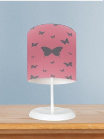 Resim Mekta Home Bebek Ve Çocuk Odası Kelebek Desenli Pembe Abajur 