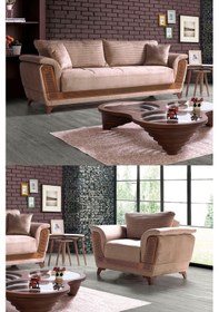 Resim Kobra Çekyatlı Koltuk Takımı 3+1 Kahve 