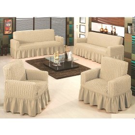 Resim Altın Kelebek Bürümcük Koltuk Örtüsü Maxi Takım (3+3+1+1)-Naturel 