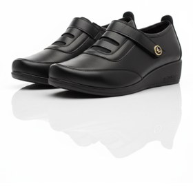 Resim guijarro Lüks Deri Siyah Kadın Dolgu Topuklu Oxford Ayakkabı 4cm 