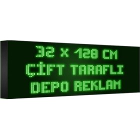 Resim Depo Tabela Reklam Yeşil Kayan Yazı LED Tabela 32 x 128 cm Çift Taraflı 