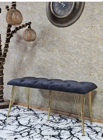 Resim Zafir Metal Gold Tel Ayaklı 100 Cm Puf Bench - Puf - Bench - Oturak - Mutfak Oturağı - Antre Oturağı Füme 