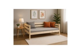 Resim Pinoxi Ahşap Sedir Kanepe 65CMX160 cm (Iç Ölçü) Mindersiz Doğal Natural Masif Ahşap 