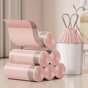 Resim 12/51/101 Adet Pembe Çöp Poşeti - Güvenli Bağlama Kulplu Mutfak ve Yurt Atık Torbaları 
