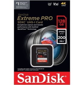 Resim Sandisk Extreme Pro 128gb 200mb/s Sdxc Hafıza Kart 