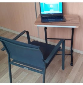 Resim Depolife Notebook Laptop Bilgisayar Çalışma Masası Eğim Yükseklik Ayarlı Tekerlekli Servis Sehpası Ceviz 