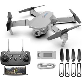 Resim yollayenilensin Drone E88 Pro Çift Kameralı RC Drone – Katlanabilir, Mobil Uygulamalı, Video Fonksiyonlu Gri Drone 