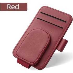 Resim Topshop1 Kırmızı Pu Deri Araç Güneşlik Gözlük Tutucu Ve Kartlık 