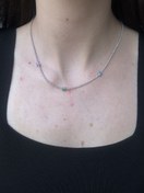 Resim Üç Doğal Taş Detaylı Su Yolu Kolye 