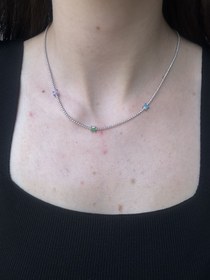 Resim Üç Doğal Taş Detaylı Su Yolu Kolye 