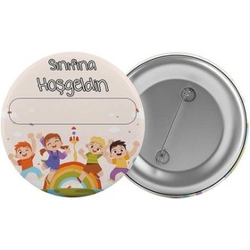 Resim Sınıfına Hoş Geldin Çanta Rozeti 20 Adet En Büyük Boy 5.8cm İğneli Broş 