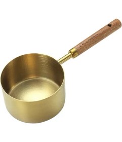 Resim 4'lü Ahşap Saplı Gold Lüks Ölçü Kaşığı - Ölçü Kabı 