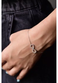 Resim Papatya Silver 925 Ayar Gümüş Taşlı Sonsuzluk Kadın Kolye Bileklik Set 