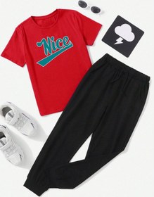 Resim Çocuk Nice Panda Alt - Üst Eşofman Takımı Kırmızı Siyah 