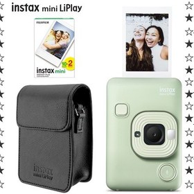 Resim Instax Mini Liplay Hybrid Fotoğraf Makinesi 20 'li Film + Deri Kılıf Set 