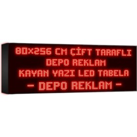 Resim Depo Tabela Reklam Kırmızı Kayan Yazı LED Tabela 80 x 256 cm Çift Taraflı 