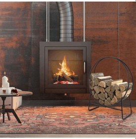 Resim Yuvarlak Bükümlü Metal Şömine Odunluğu 