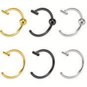 Resim 1 adet Dudak Halkası Sahte Piercing Kulak Halkası Burun Septum Halkası Klips Ağız Non Piercing Punk Kolu Küpe Kadınlar için Vücut Takı 