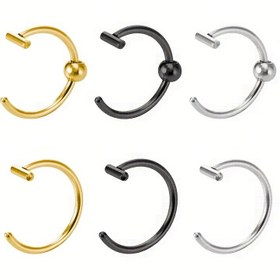 Resim 1 adet Dudak Halkası Sahte Piercing Kulak Halkası Burun Septum Halkası Klips Ağız Non Piercing Punk Kolu Küpe Kadınlar için Vücut Takı 