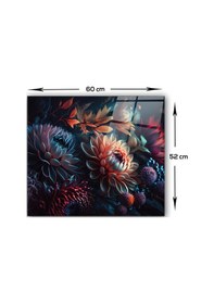 Resim Cam Ocak Arkası Koruyucu Dark Flowers 52cm X 60cm 