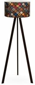 Resim Bohhem A&g Halı Desen Ahşap Tripod Ayaklı Lambader Halı desen 