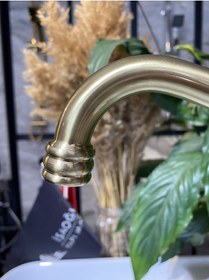 Resim İsaoğlu Yapı Mutfak Bataryası Mat Gold Evye Musluğu Rustik Tasarım Mutfak Bataryası Fırçalanmış Mat Gold Dore Gold 