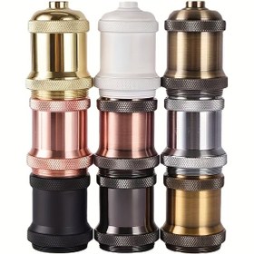 Resim 1 adet E26/E27 Vintage Stil Katı Tutucu - Dekoratif Lamba Kılıfı, İçinde Parça Yok, Metal Yapı, Masa ve Raf Gösterimi İçin İdeal, Masa Lambası Aksesuarı | Şık Lamba Kılıfı | Metal Lamba Kılıfı 