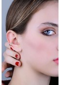 Resim Gümüş Rodyumlu Sade Ear Cuff Kıkırdak Küpe 